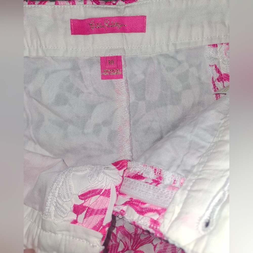 NWOT LILLY PULITZER KELLY LACE EMBROIDERED FLORAL SHORT WHITE/PINK SIZE 10 - Picture 7 of 7
